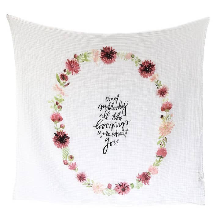 Dahlia Blooms - Organic Swaddle Blanket for wholesale by Dolly Llama Kids