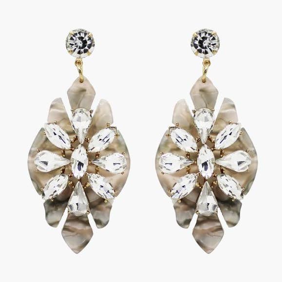 Nacre Drop Earrings With Zircons for wholesale by Mia Accessories