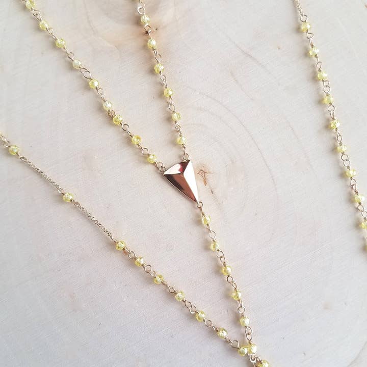 MissElenious Jewelry - Wholesale Y-Neck/Lariat Necklace - Yellow Zircon Rosary Lariat1