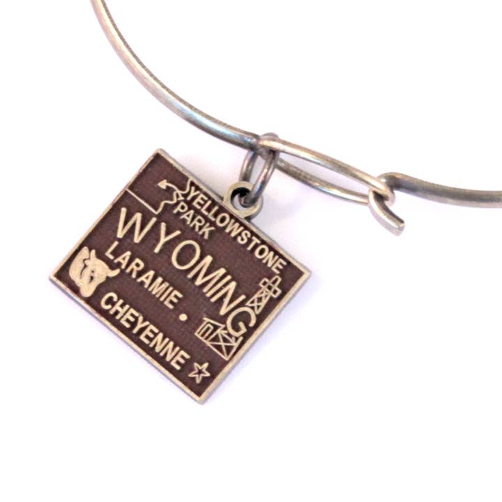 Wyoming State Love Charm Bracelet, Necklace, or Charm Only for wholesale by Gleeful Peacock