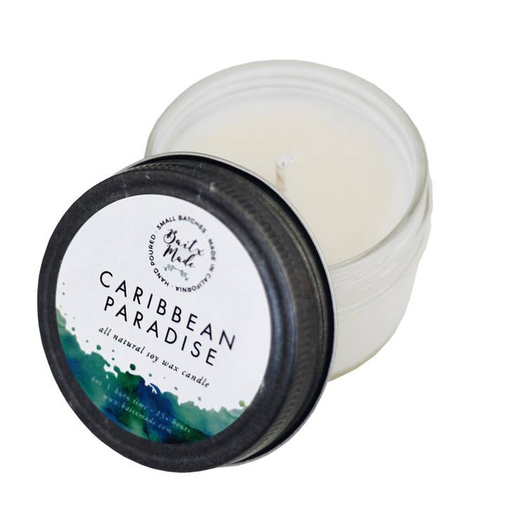 Baitx Made - Wholesale Jar/Filled Candle - Caribbean Paradise Candle, 4 oz