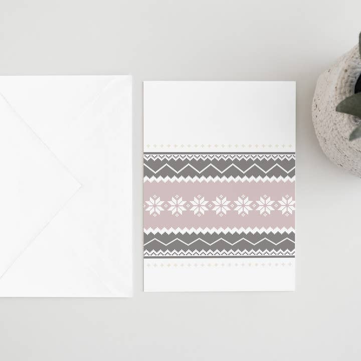 Paperfinch Design - Wholesale Season's Greetings Card - Hygge snowflake pattern A2 card in brown