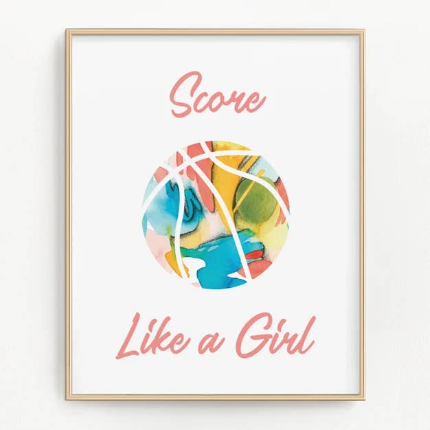 Score Like A Girl Basketball Art Print for wholesale by Flip The Script Studios