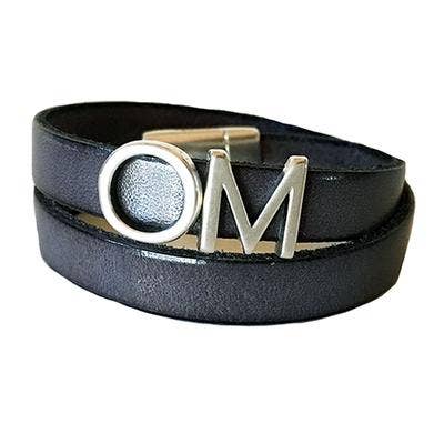 Indigo - OM zilveren leren armband voor wholesale door LIVE AHA