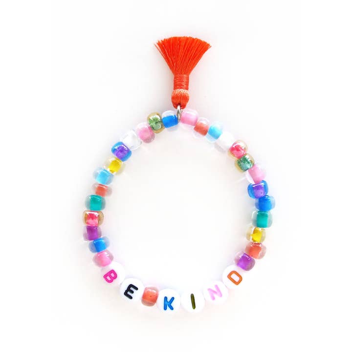 Handmade Be Kind Hand Beaded Stretch Bracelet for wholesale by Sadie’s Moon