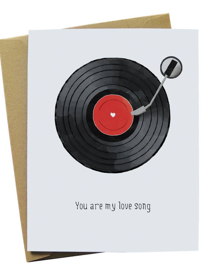Record Love Card for wholesale by Paper Wolf Design