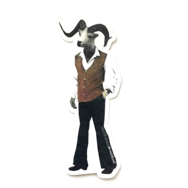Sheep Man Vinyl Sticker for wholesale by Pergamo Paper Goods