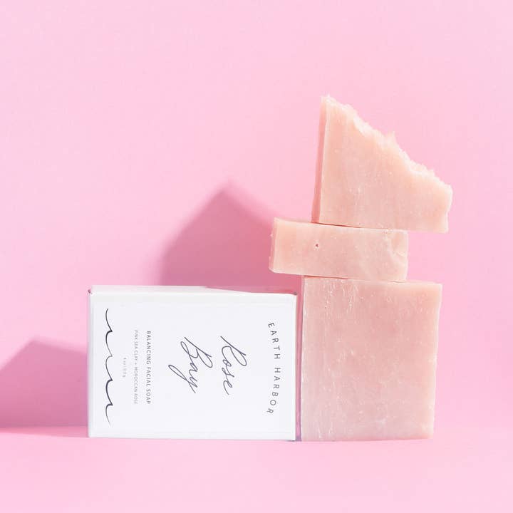 Earth Harbor Naturals - Wholesale Facial Cleanser - ROSE BAY Facial Soap Cleanser: Pink Sea Clay + Coconut Oil