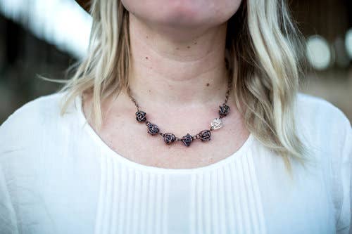 Tactile Melodies - Wholesale Pendant/Charm Necklace - Scribbles Copper and Silver Asymmetrical Wire Ball Necklace1