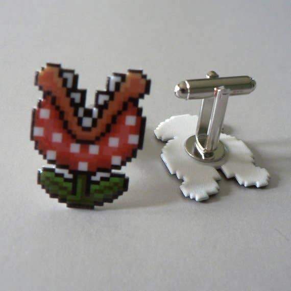 Piranha Plant Cufflinks for wholesale by 8-Bit Zero