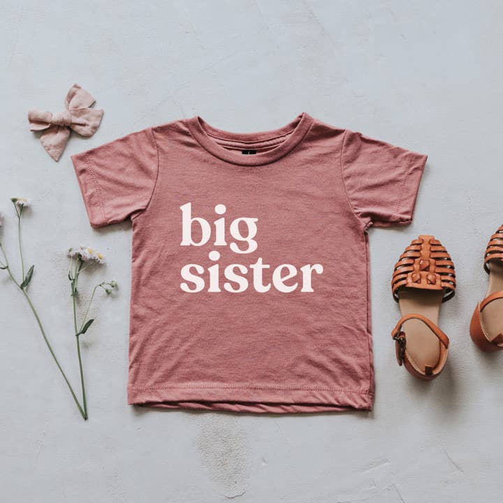Gladfolk - Wholesale Screen Printed T-Shirt - Kids - Mauve Big Sister Kids Tee