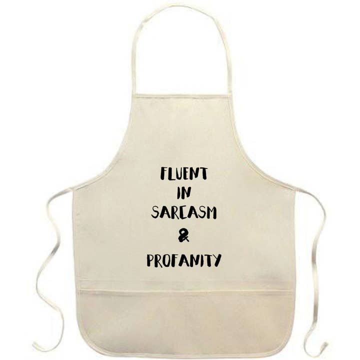 Sarcasm and Profanity Apron for wholesale by Quippy Brand