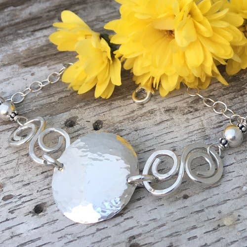 Simply Sterling Designs - Wholesale Charm/Dangle Bracelet - Circle and Swirls Hammered Sterling Silver Bracelet0
