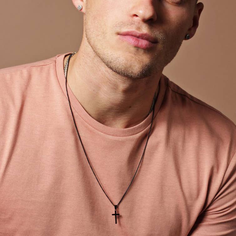 We Are All Smith - Wholesale Pendant/Charm Necklace - SMALL BLACK CROSS NECKLACE FOR MEN2