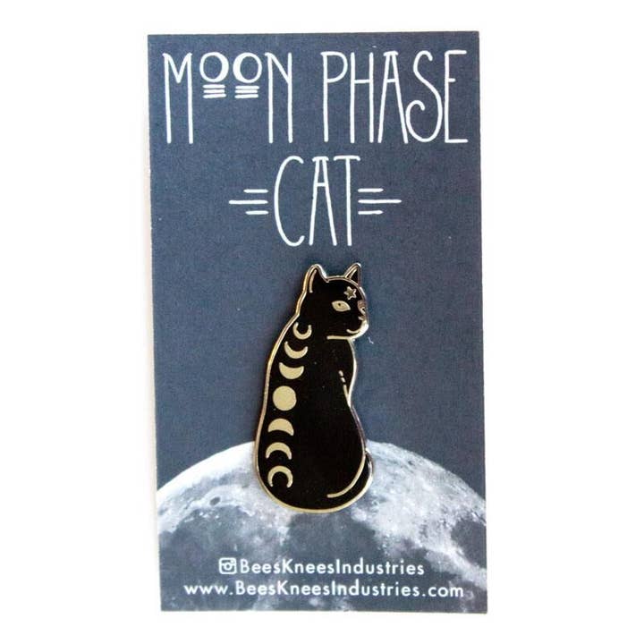 Bee's Knees Industries - Wholesale Lapel Pin/Button - Moon Phase Cat Enamel Pin1
