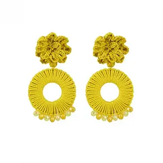 NARA HANDMADE JEWELRY - Wholesale Dangle Earrings - Yellow Crochet Earrings0