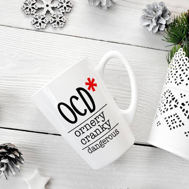Liane Fried Studio - Wholesale Coffee Mug - Whimsical OCD* (Ornery/Cranky/Dangerous) 15 oz. Mug1