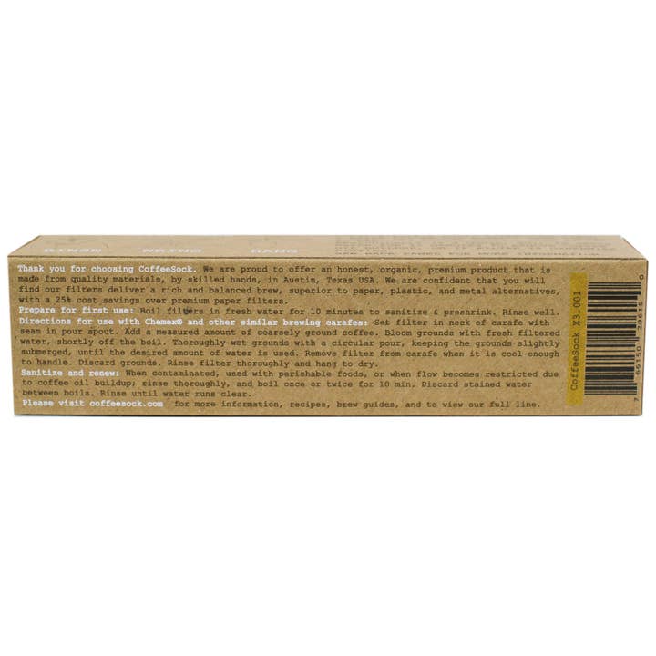 CoffeeSock - Wholesale Coffee Filter - Reusable Organic Coffee Filters - Chemex® Style 6-13 cup2