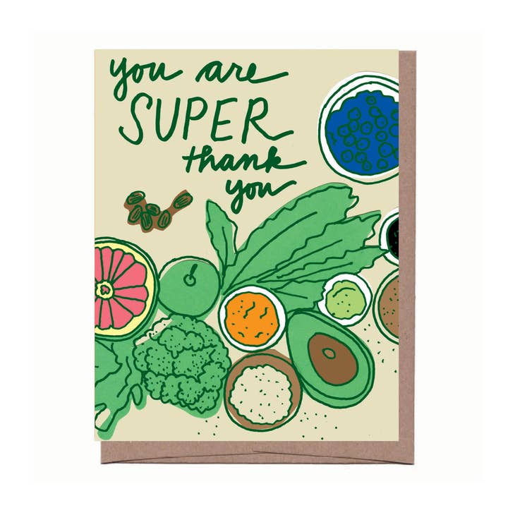 La Familia Green - Wholesale Thank You Card - Superfood Thank You Greeting Card - Box of 60