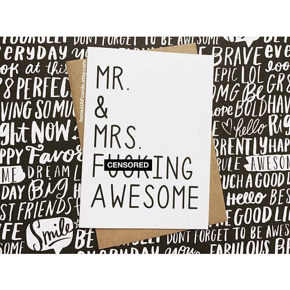 Mr & Mrs F*ing Awesome Card for wholesale by Honest AF Cards