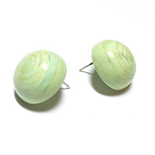 Light Green Marbled Retro Button Stud Earrings for wholesale by Leetie Lovendale
