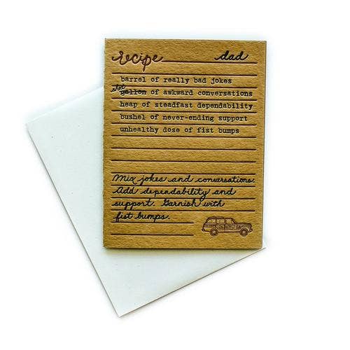 Pão e manteiga: cartão de receita do pai por atacado de Belle & Union