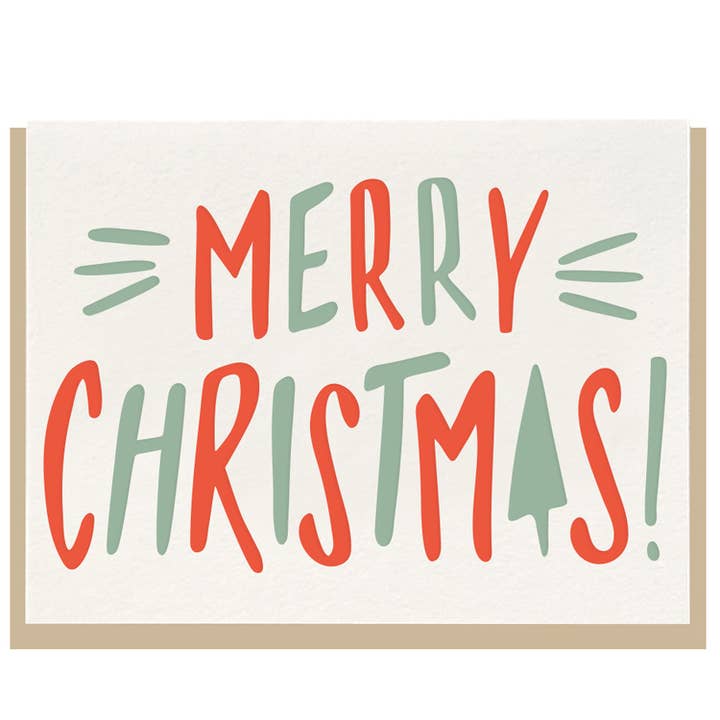 Merry Christmas Bold - Letterpress Holiday Greeting Card for wholesale by Dahlia Press