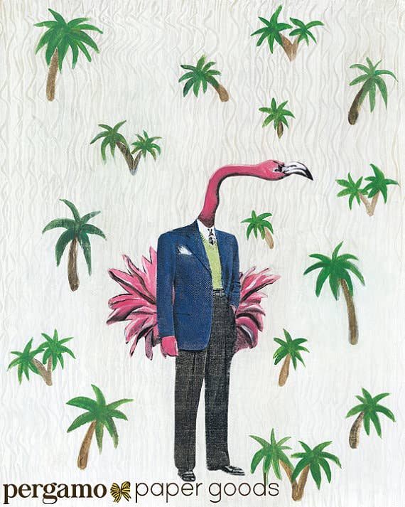 Pergamo Paper Goods - Wholesale Art Print - Flamingo Man 8X10 Art Print3
