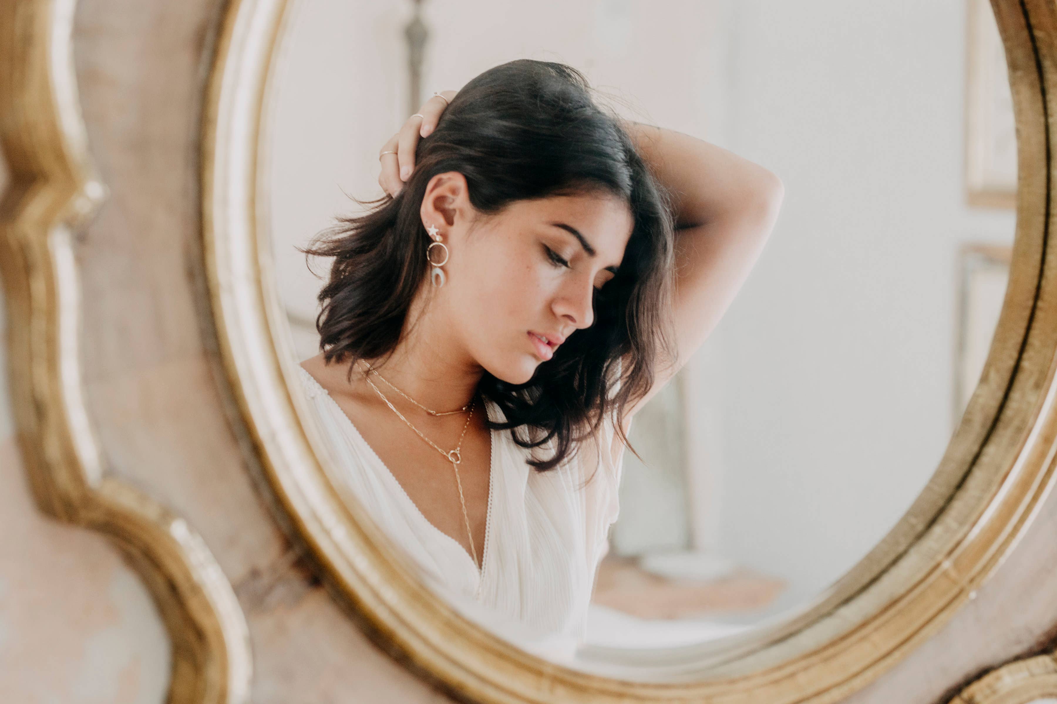 Bent by Courtney - Wholesale Dangle Earrings - Luna 14K Gold-Filled Mother of Pearl Dangle Earrings1