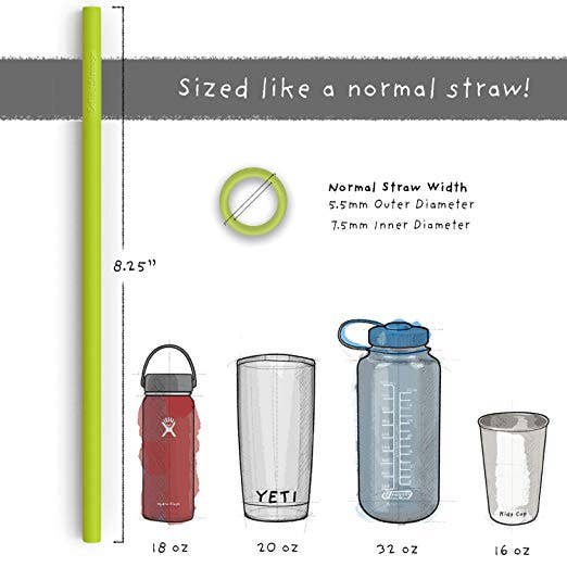 Assorted Color 8.25 Long Slender Reusable Silicone Straws for wholesale on Faire1