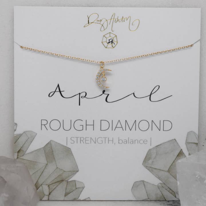 Colar Crescente de Diamante Bruto - abril por atacado de Rory Ashton Jewelry