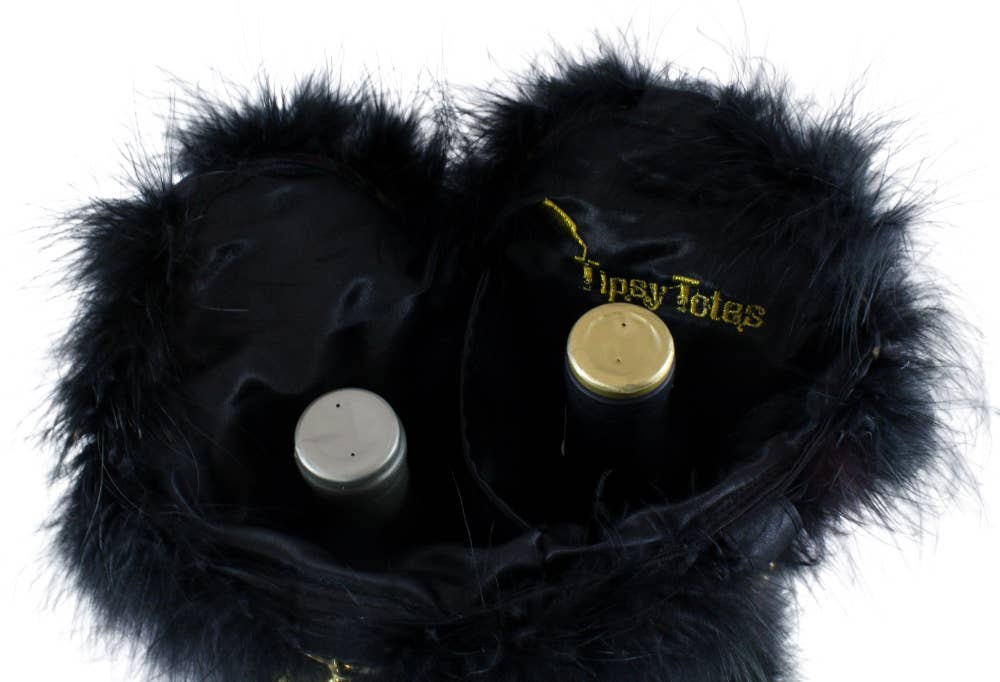 Tipsy Totes - Wholesale Wine Tote - Cheetah Bustier Double Tote Bag2