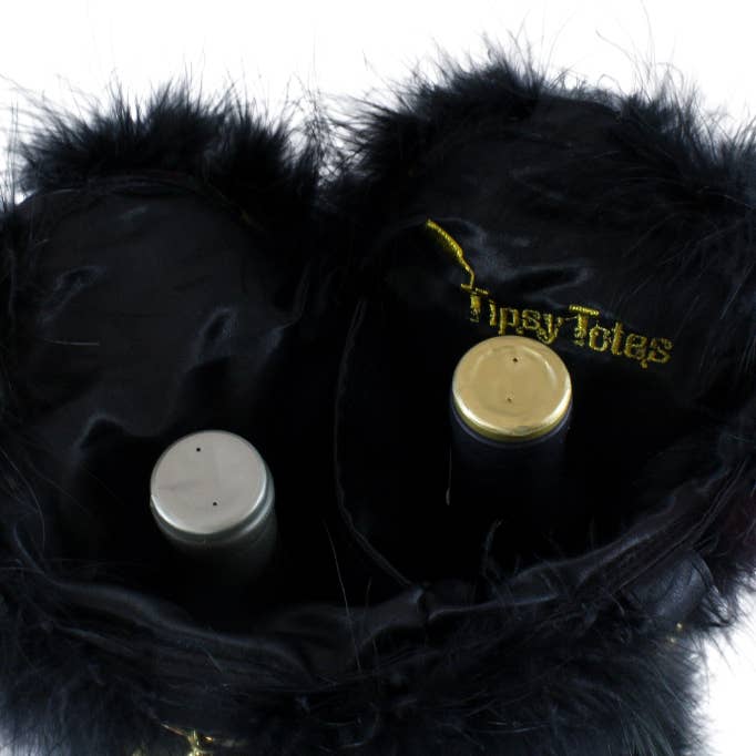 Tipsy Totes - Wholesale Wine Tote - Cheetah Bustier Double Tote Bag2