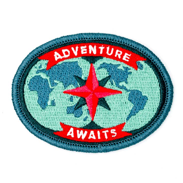 Adventure Awaits Embroidered Iron-On Patch for wholesale by These Are Things