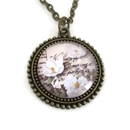 White Magnolia Necklace for wholesale by Fern & Filigree