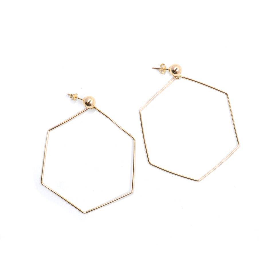 Bent by Courtney - Wholesale Dangle Earrings - Hexi Stud 14K Gold-Filled Dangle Earrings Hexagon Shape0