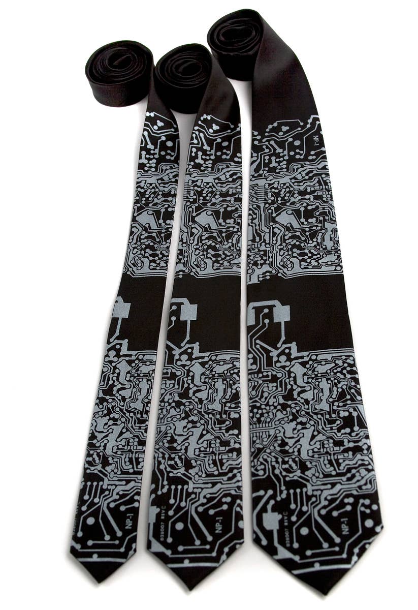 Cyberoptix Tie Lab – wholesale Necktie – Men’s – Circuit Board Print Necktie: Short Circuit Tie6