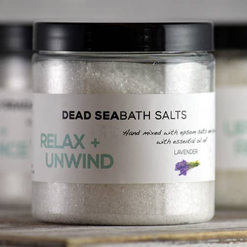 Relax + Unwind Dead Sea Bath Salts for wholesale by Lilypad Boutique