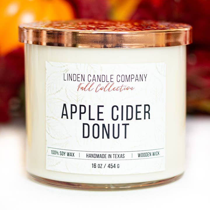 Best Selling Fall Apple Cider Donut Fall Candle for wholesale by Linden Candle Company