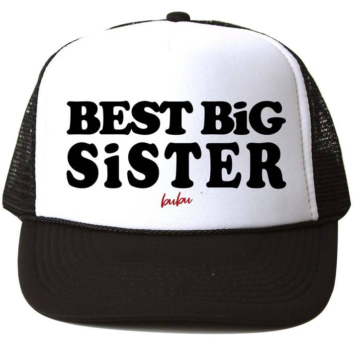 Bubu - Wholesale Trucker Hat - Women's - Best Big Sister White / Black Trucker Hat