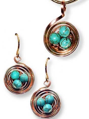 The Nest Set - Circular Copper Robin Blue voor wholesale door LeDanse Limited Edition Jewelry