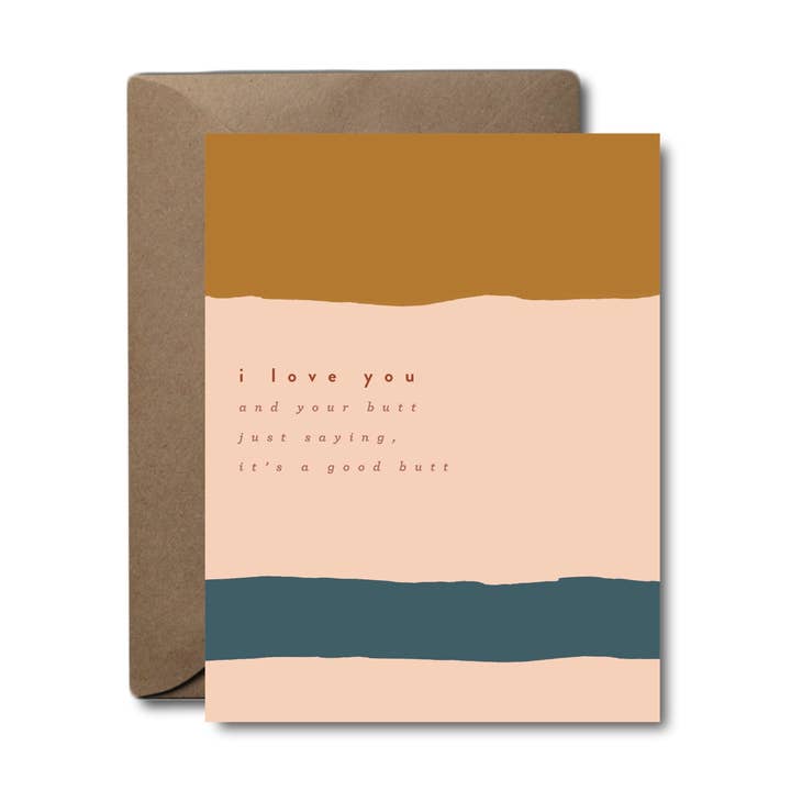 Good Butt Love Greeting Card for wholesale by Black Lab Studio