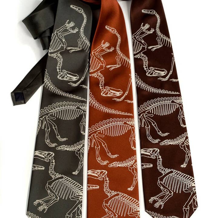 Dinosaur Bones Silk Necktie for wholesale by Cyberoptix Tie Lab