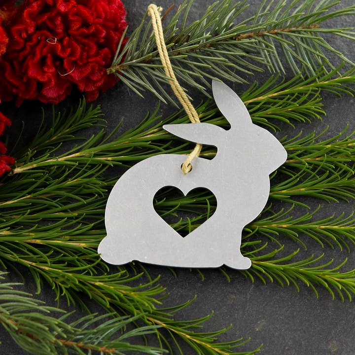 Bunny Rabbit Metal Holiday Gift Christmas Ornament for wholesale by Iron Maid Art