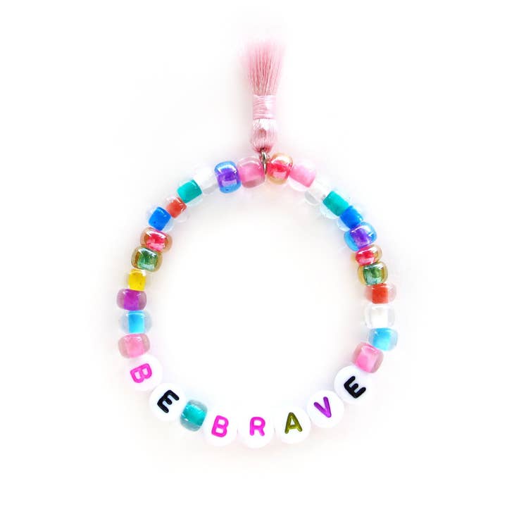 Handmade Be Brave Beaded Tassel Stretch Bracelet for wholesale by Sadie’s Moon