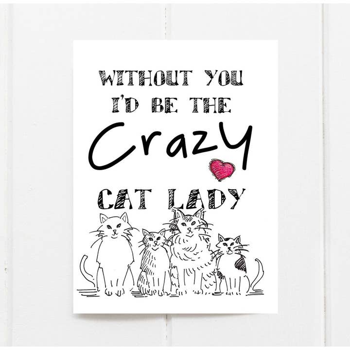 Cat Greeting Card | Crazy Cat Lady | Funny Cat Card for wholesale by Fable & Sage