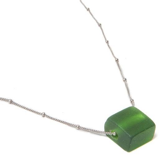 Smart Glass Recycled Jewelry - Wholesale Pendant/Charm Necklace - SIMPLE CUBE NECKLACE STERLING SILVER3