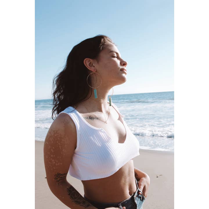 Toasted Jewelry - Wholesale Dangle Earrings - Turquoise Bar Hoops1