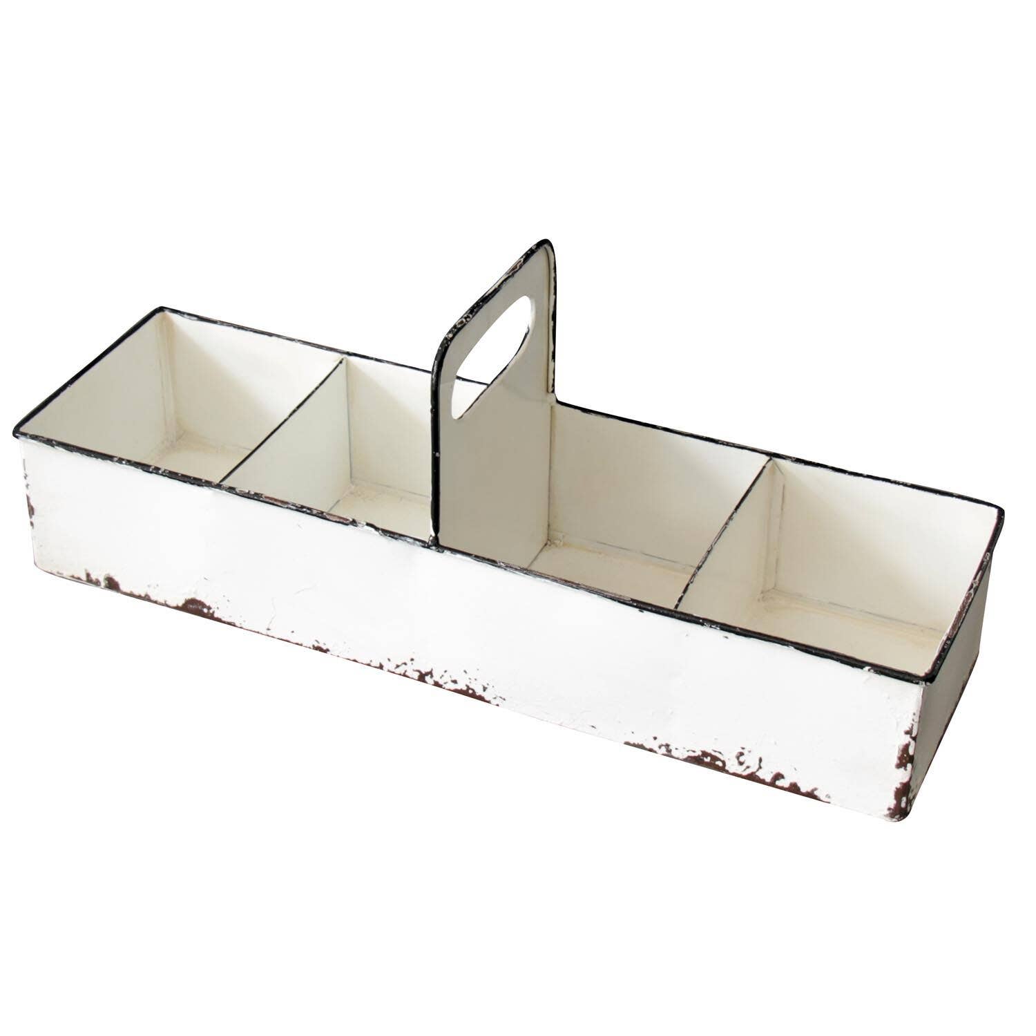 Foreside Home & Garden - Wholesale Decorative Tray - SALE - White Rustic Farmhouse Enamel Slotted Decorative Tray1
