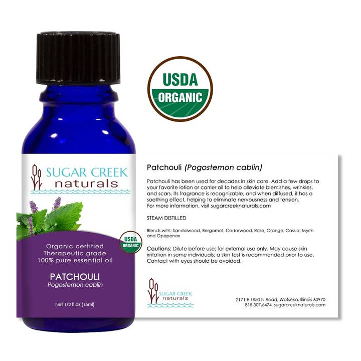 Patchouli Essential Oil - Organic 15ml for wholesale by Sugar Creek Naturals